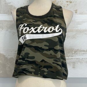 F45 Cropped Sleeveless Tee muscle camo tank FOXTROT